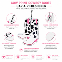 Désodorisant de voiture parfumé longue durée, design bottes western découpées sur mesure, emballage individuel avec carte de présentation – Nouveauté Premium