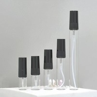 Grosir mewah bulat 2ml 3ml 5ml 10ml Mini kosong bening botol semprot parfum kaca dengan tutup hitam