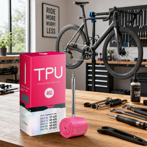 Camera d'aria tubolare in TPU rosa CYCLAMI 46g per bici, <span class=keywords><strong>valvola</strong></span> Presta, disponibile OEM, per ruote 700c, 26, 27.5, 29 pollici, per bici da strada, mountain bike e gravel - Product Image 3