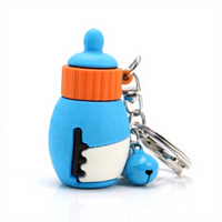 Porte-clés 3D en PVC souple, motif bouteille de cola de dessin animé, écologique, vente en gros personnalisée, accessoires de décoration très demandés