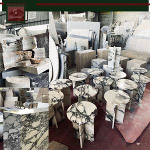 Table à manger en marbre blanc Statuario noir et blanc GOLDKING, finition polie à la main, villa, boutique, restaurant, manoir - Product Image 4