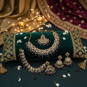 Traditional Ethnic <b>Gold</b> Plated High Quality Latest Designed Kundan Meenakari Pearl Bridal Necklace <b>Set</b> Earrings Maang Party - Product Image 3