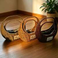 Panier à fleurs en rotin écologique et durable avec poignée pour salon moderne minimaliste, table à manger, décoration d'intérieur multifonctionnelle