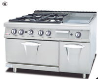 Wiberda Cuisinière électrique professionnelle en acier inoxydable robuste à 6 brûleurs, avec gril, compatible GPL, contrôle de la puissance à deux zones, puissance réglable, pour cuisine commerciale
