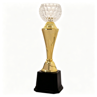 Trophée de golf personnalisé en plastique durable, gravé au laser, avec boule de golf en cristal sur base noire, gravure de logo OEM, coupe de récompense sportive pour le golf