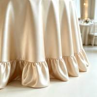 Nappe ronde élégante en satin à volants pour mariage, banquet, hôtel, événement, taille personnalisée, décoration de table