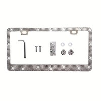 NOUVEAU Cadre de plaque d'immatriculation de voiture en cristal scintillant pour femmes, cadre de plaque d'immatriculation en strass, support de plaque d'immatriculation, accessoires de voiture avec vis 31*16cm