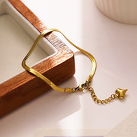Pulsera de Acero Inoxidable 304 de Moda para Mujer, Pulsera Francesa de Alta Gama con Corazón, Pulsera de Espina de Serpiente de Acero Inoxidable para Regalo