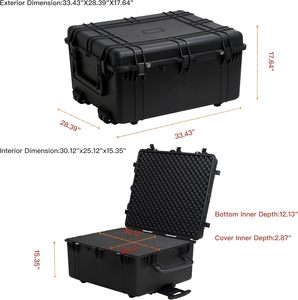 Prix de gros - Grand coffret rigide en plastique, étanche, antichoc, pour le rangement et la protection des équipements de pêche en plein air, avec mousse - Product Image 3