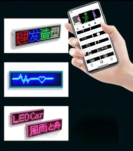 LED isi ulang aplikasi Tag nama led kecil yang dapat diprogram lambang nama LED khusus pesan bergulir Tag nama LED