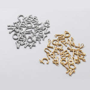 26 letras <span class=keywords><strong>minúsculas</strong></span> apilables encantos collar pulsera colgante 925 plata esterlina chapado en oro moda cien - Product Image 2