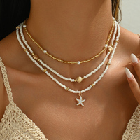 Colliers YEHHY en perles de riz imitation perle, étoile de mer dorée et coquillages, style plage et océan, faits à la main, bijoux quotidiens pour femmes