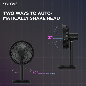 Nouveaux produits populaires : Mini ventilateur de bureau à charge rapide, alimenté par batterie, mini ventilateur de table USB, 3 vitesses réglables, SOLOVE F5 USB Fan - Product Image 6