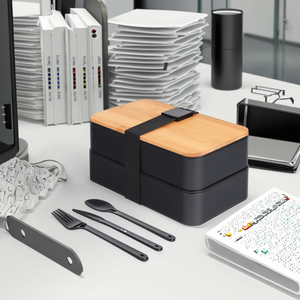 กล่องเบนโตะญี่ปุ่นขายส่งแบบกำหนดเอง กล่องอาหารกลางวันพกพาแบบใช้ซ้ำได้สำหรับแคมป์ปิ้ง พร้อมฝาไม้ไผ่ - Product Image 4