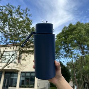 Custom 1L 1000ml Australia Frank Vacuum <b>Flask</b> Stainless Steel Insulated 34oz Water Drink Bottle with Flip Straw Lid Strap - Product Image 6