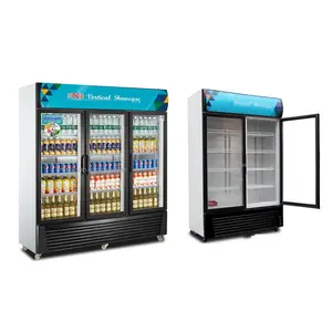 Commercial 900L display freezer 2 door refrigerator beverage Display Cooler / standing showcase freezer