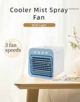 Ventilateur humidificateur USB 400 ml avec réservoir d'eau, lumière RGB portable, 3 vitesses, faible bruit, rafraîchisseur d'air, brumisateur, pour table, extérieur, usage domestique