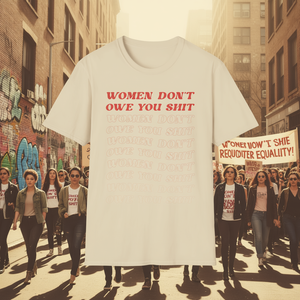 Camiseta feminista para mujer Don't Owe You Sh*t, manga corta, cuello redondo, 100% algodón, corte regular, para todas las estaciones - Product Image 2