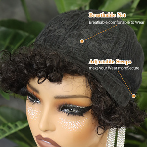 FH Natural Black Pixie Curly Human Hair Short Kinky Curly <strong>Afro</strong> <strong>Wigs</strong> 8 Inch Brazilian Hair No Lace Wear and Go <strong>Wigs</strong> - Product Image 2