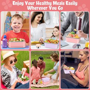 Boîte à bento en acier inoxydable sans BPA, conteneur repas portable à compartiment unique avec couvercle en silicone pour stockage au réfrigérateur - Product Image 5