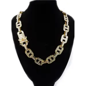 Chaîne à maillons cubains glacée collier ras du cou en or blanc épais Miami Hip Hop bijoux pour hommes femmes