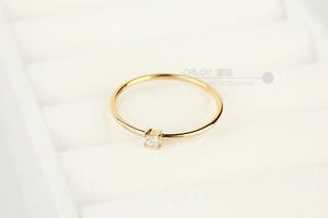 R029 -925 スターリングシルバー 14K ゴールドメッキリング レディース デイリー ジルコンリング ミディリング 香港サイズ - Product Image 4