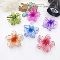 FLY WISH LH099 Ensemble de pinces à cheveux requin en plastique motif Plumeria, tendance, style simple et fleuri, taille et couleur personnalisables, pour les vacances