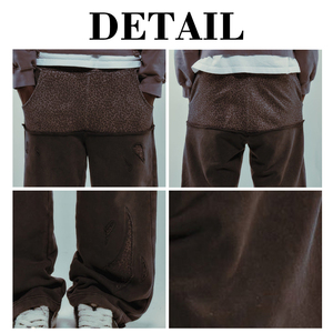 KingSen 100% Cotton Washed Loose-Fit Distressed Vintage Acid Wash <b>Elastic</b> Waist Pants for Men OEM Streetwear Autumn Trousers - Product Image 6