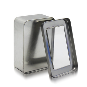 Tùy chỉnh bạc hình chữ nhật hộp thiếc với cửa sổ đồng bằng OEM thiết kế để chơi thẻ Craft Eye Shadow Blush cấp thực phẩm có thể tái chế - Product Image 6