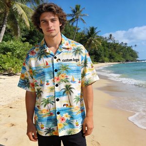 <span class=keywords><strong>Camicie</strong></span> e Pantaloncini da Spiaggia Personalizzati per <span class=keywords><strong>Uomo</strong></span>, Stile Hawaiano, Estivi, Casual, ad Asciugatura Rapida, Traspiranti, 100% Poliestere, con Bottoni - Product Image 3