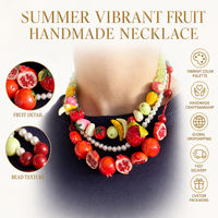 Fruitketting met kralen, zomersieraden voor vrouwen, kleurrijke hars, aardbei, granaatappel, choker, dopamine-dressing cadeau