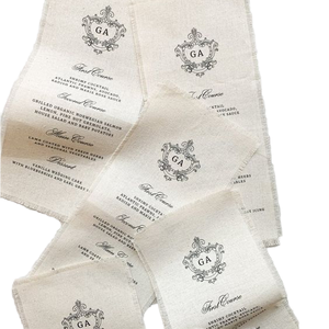 Menu in Lino Naturale Biologico ed Ecologico con Bordi Grezzi, Logo Personalizzato Stampato, Inviti per Matrimonio 100% Lino - Product Image 1