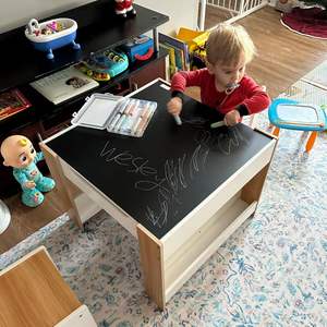 <span class=keywords><strong>Kids</strong></span> Table Chair Set 4-em-1 Gaveta De Armazenamento De Mesa Da Criança Estante Destacável Mesa De Atividade Ajustável De Madeira Moderna - Product Image 5
