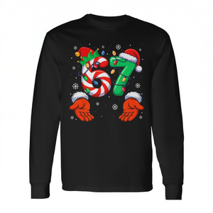 Six Seven 6 7 Meme Christmas T-shirt a maniche lunghe con design natalizio per la famiglia Xmas Santa Elf - Product Image 2