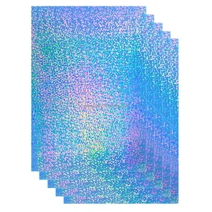 Holographic Glitter Printable Vinyl A4 Size Waterproof Self Adhesive Glossy Rainbow Vinyl For Laser And Inkjet Printer