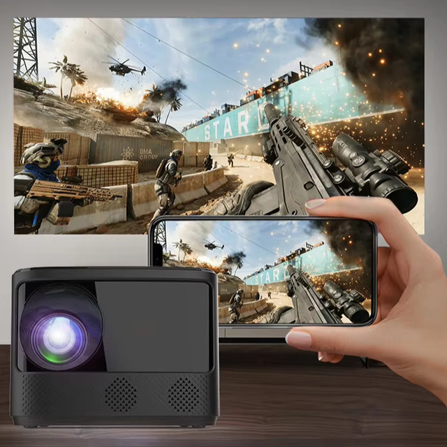 H8 Portable Movie Projector 1080P HD 4K Android 9 High Lumen Output Generous Storage WiFi Auto Focus and Keystone