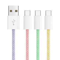 Kabel Data USB 65W Pengisian Cepat Tipe-C ke Tipe-C, USB-A, Konektor PD USB 3.0, OTP OVP dengan Bahan Nilon Terjalin