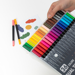 Juego de bolígrafos de pincel de doble punta coloridos de alta calidad, <span class=keywords><strong>120</strong></span> Uds., pincel de acuarela, bolígrafo de dibujo para la escuela, marcadores de Arte de doble punta de Metal para niños - Product Image 2