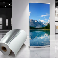 Rouleau de papier synthétique PP Silver Back brillant, non adhésif, haute rigidité, résistant aux solvants écologiques et à l'eau, pour affiches et bannières