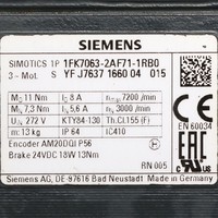 1FK7063-2AF71-1RB0 Synchronous Servo Motor 2.3Nm 3000RPM 400V IP64 With Brake Incremental Encoder