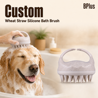 Brosse de bain en silicone pour animaux de compagnie BPlus Private Label avec emballage de vente au détail, support pour les marques de soins pour animaux, pour la vente au détail des produits de soins pour animaux, accessoire pour animaux de compagnie