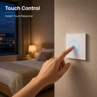 Interruptor de Luz de Pared Táctil de Cristal Cuadrado Moderno Bingoelec, 1/2/3/4 Botones, para Hogar, Oficina, Hotel, Venta al Por Mayor