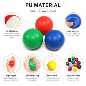 Custom Color Round PU Stress Ball Soft Foam Squeeze Ball for Stress Relief Anxiety Personalized <b>Desk</b> <b>Toy</b> Corporate Giveaway - Product Image 4
