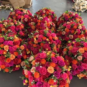 Nuevo diseño, corredor de flores de seda de varios colores, arreglo de fila de flores rosas, naranjas y rosas para Decoración de mesa de eventos de fiesta de boda - Product Image 5
