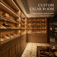 Humidor sur mesure pour salle à cigares, avec étagères en cèdre espagnol et système de contrôle d'humidité, pour hôtels, clubs et projets commerciaux clés en main