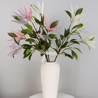 Bouquet de fleurs artificielles de sauge rose et violette en mousse, avec des feuilles vertes, pour la maison, le vase, les mariages et la décoration printanière