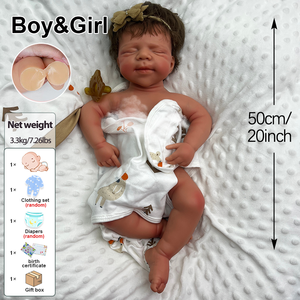 ตุ๊กตาซิลิโคนแบบเต็มปากเปิดขนาด50ซม. ตุ๊กตาแฟชั่นคืนสภาพเหมือนจริงพร้อมแก้มอ้วนและผมสั้นสำหรับสะสมศิลปิน - Product Image 4