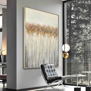 Dipinto a Mano Astratto Dorato con Texture Acrilica, Paesaggio di Lusso con Foglia d'Oro, Pittura a Olio per Decorazione Murale - Product Image 3