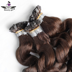 Solution de cheveux fins Extensions de cheveux humains collés à la kératine avec pointe en U crue <span class=keywords><strong>Micro</strong></span> Link I Tips Keratin Bond Curly Wave Extensions de cheveux - Product Image 3