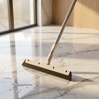 Balai raclette durable en PP et EVA, rotatif à 180°, avec manche en acier inoxydable, grattoir magique pour sols, essuie-eau et balayette pour outils de nettoyage domestique